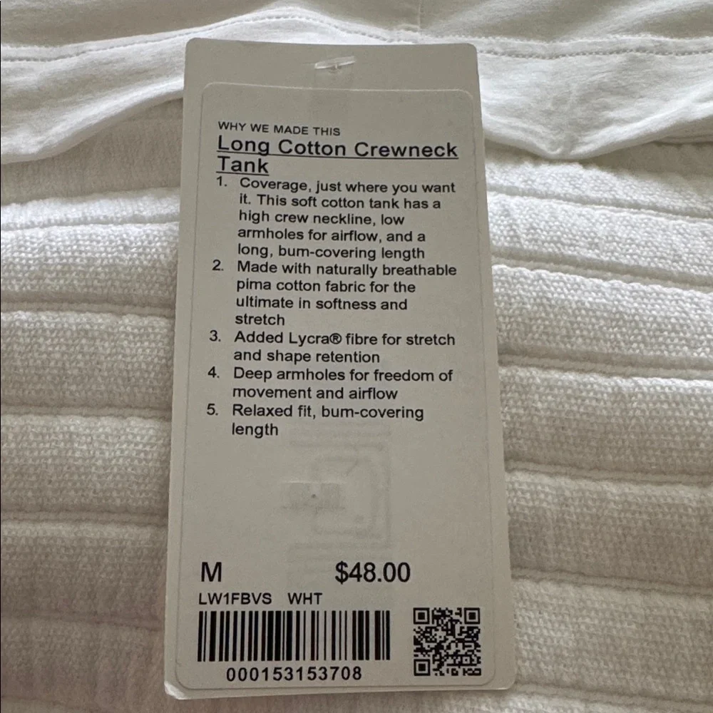 NWT Lululemon Long Cotton Crewneck Tank - Picture 3 of 9